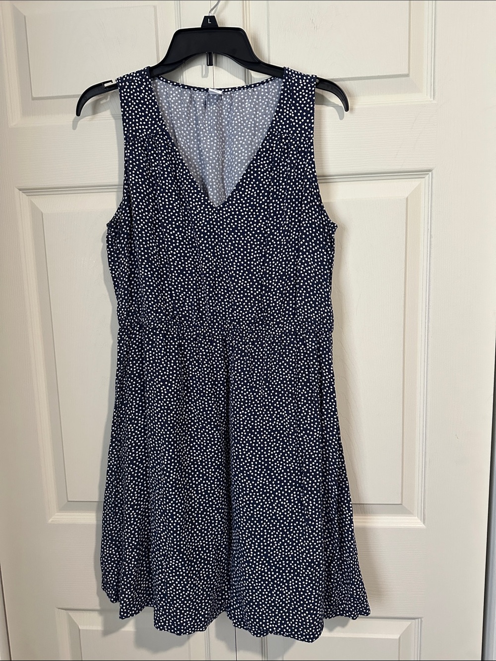 Old Navy Navy and White Polka Dot V-Neck Mini Dress
